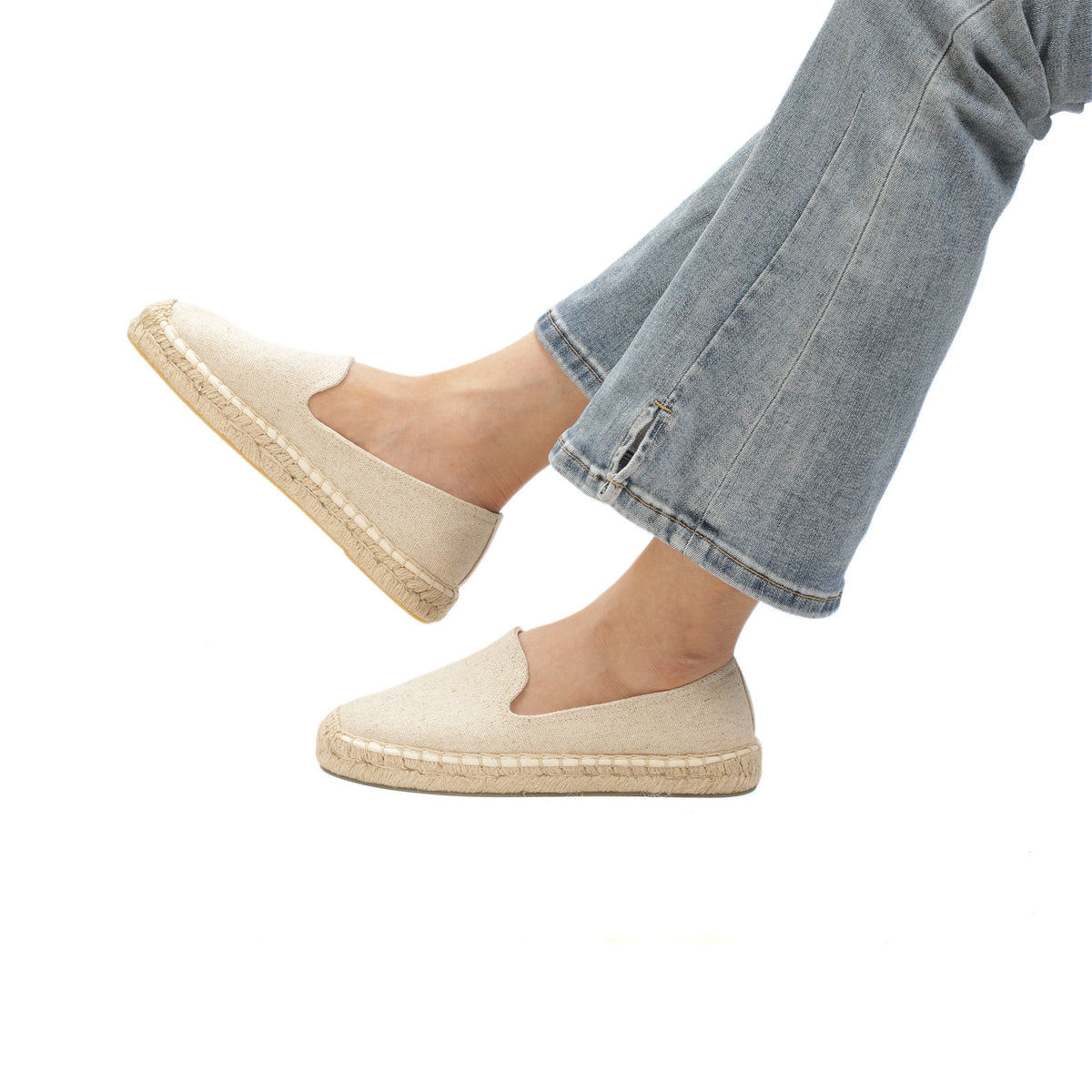 Beige Linen women's platform espadrilles, style W-P20261