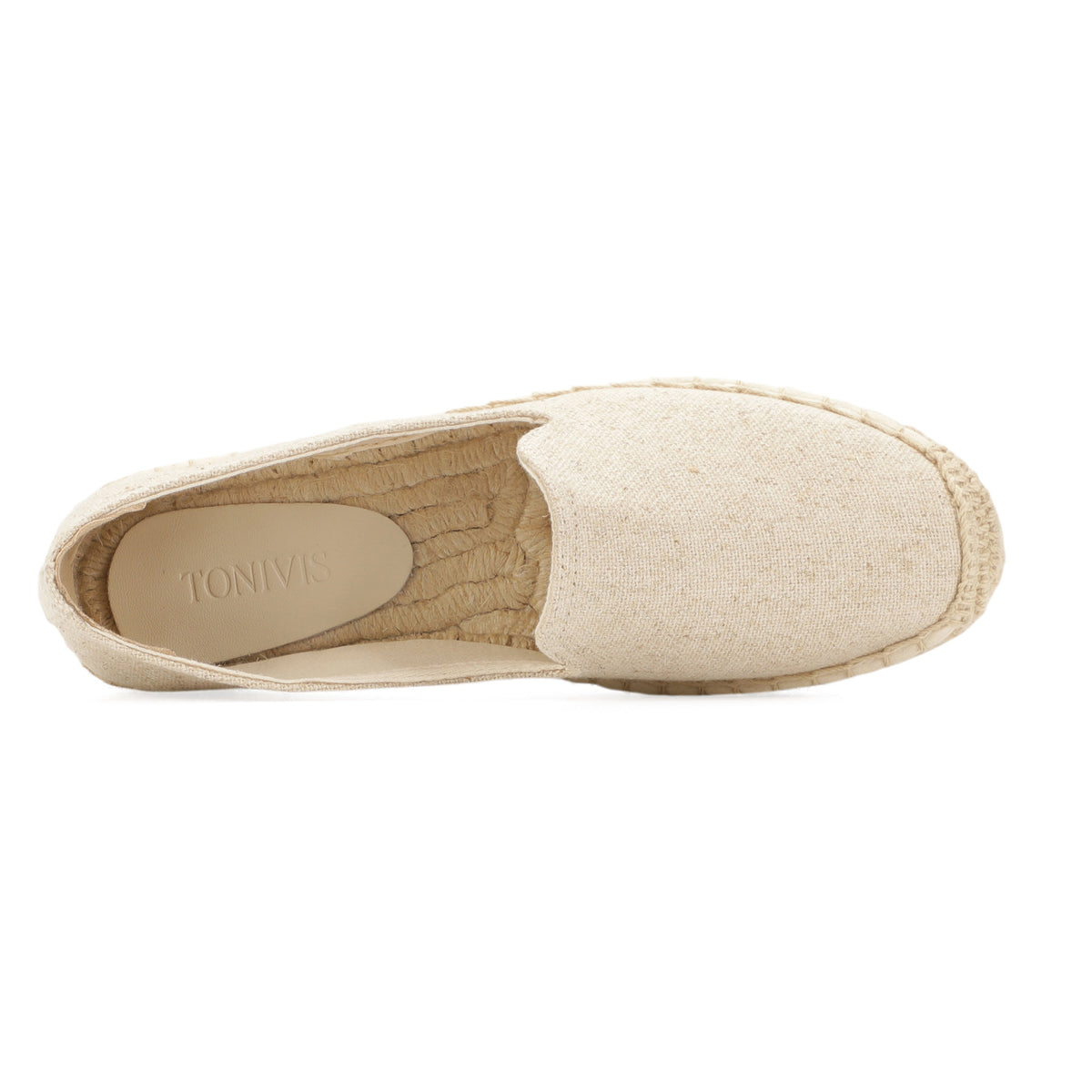 Beige Linen women's platform espadrilles, style W-P20261