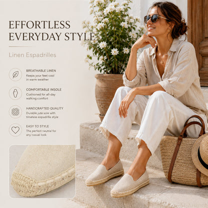 TONIVIS Women's Linen Beige espadrille flats image 1