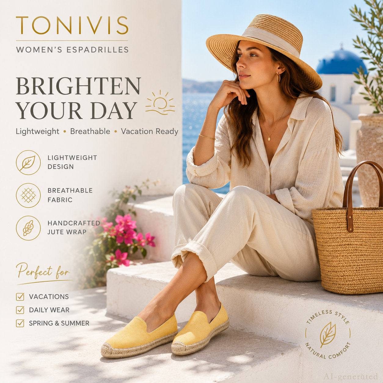 TONIVIS Women's Lemon Yellow espadrille flats image 9