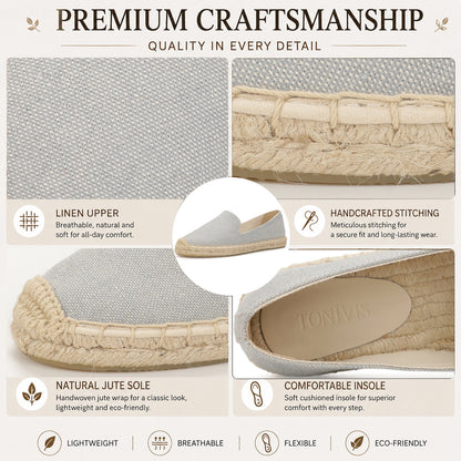 TONIVIS Women's Linen Gray espadrille flats image 1