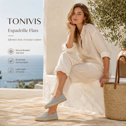 TONIVIS Women's Linen Gray espadrille flats image 9