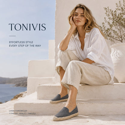 TONIVIS Women's Navy Blue espadrille flats image 9