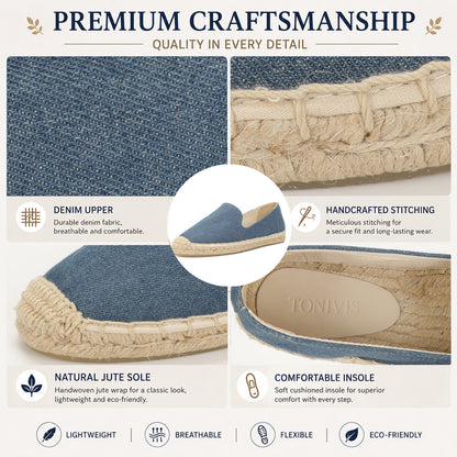 TONIVIS Women's Dark Denim espadrille flats image 1