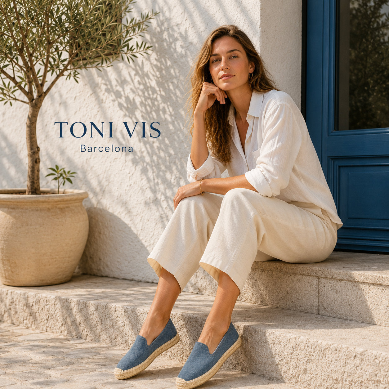 TONIVIS Women's Dark Denim espadrille flats image 9