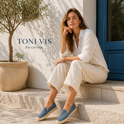 TONIVIS Women's Dark Denim espadrille flats image 9