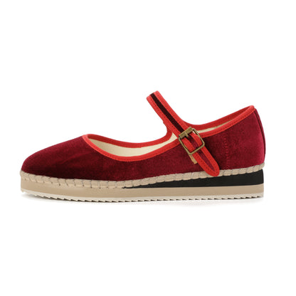 Women's Mary Jane Espadrilles - Burgundy