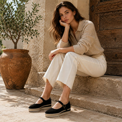 Women's Mary Jane Espadrilles - Black