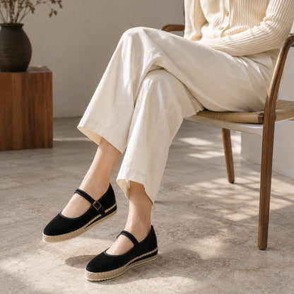 Women's Mary Jane Espadrilles - Black