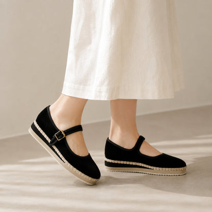 Women's Mary Jane Espadrilles - Black