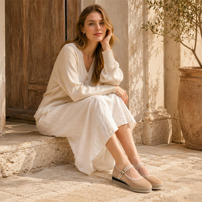 Women's Mary Jane Espadrilles - Beige
