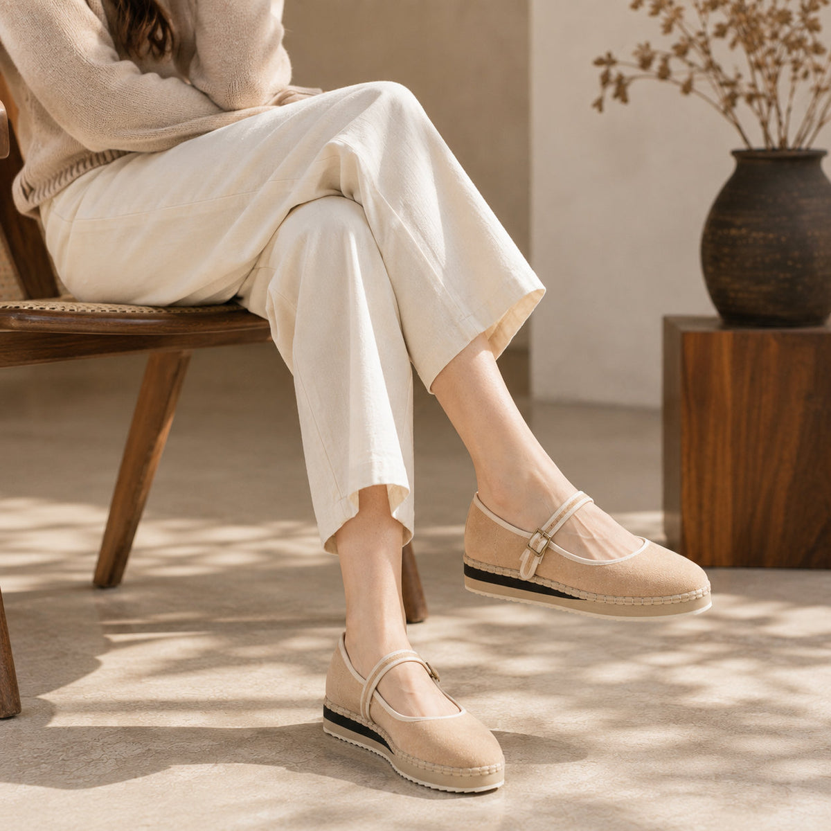 Women's Mary Jane Espadrilles - Beige