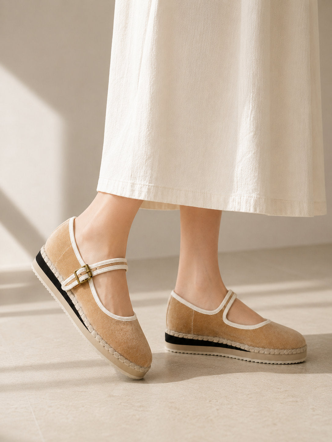 Women's Mary Jane Espadrilles - Beige