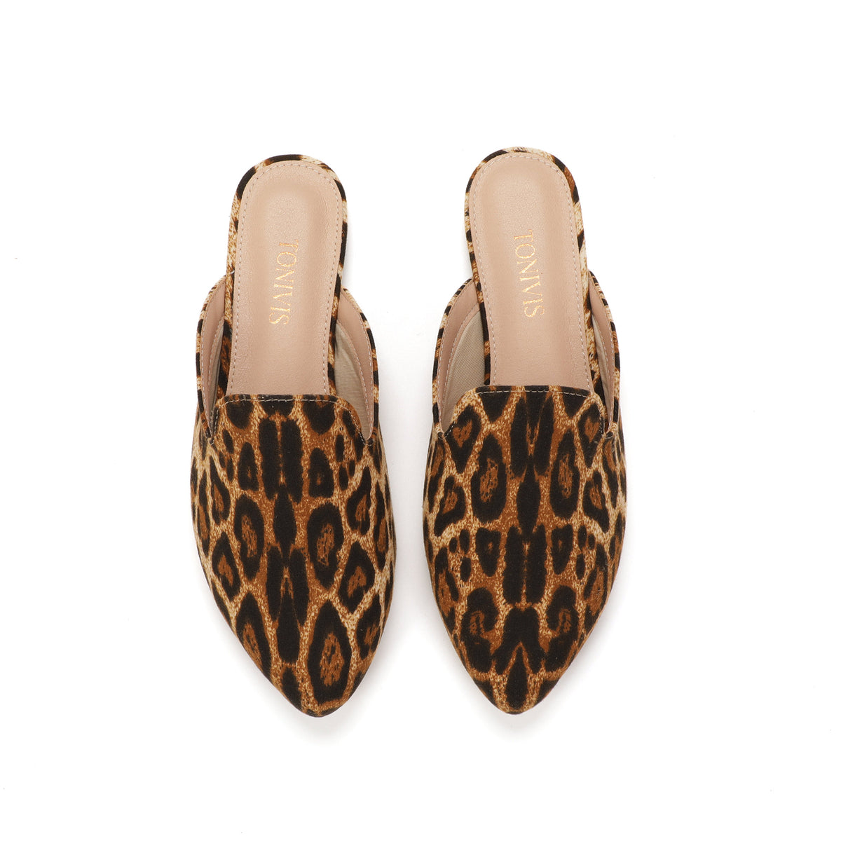TONIVIS W-P20282 leopard print pointed-toe mules - image 1