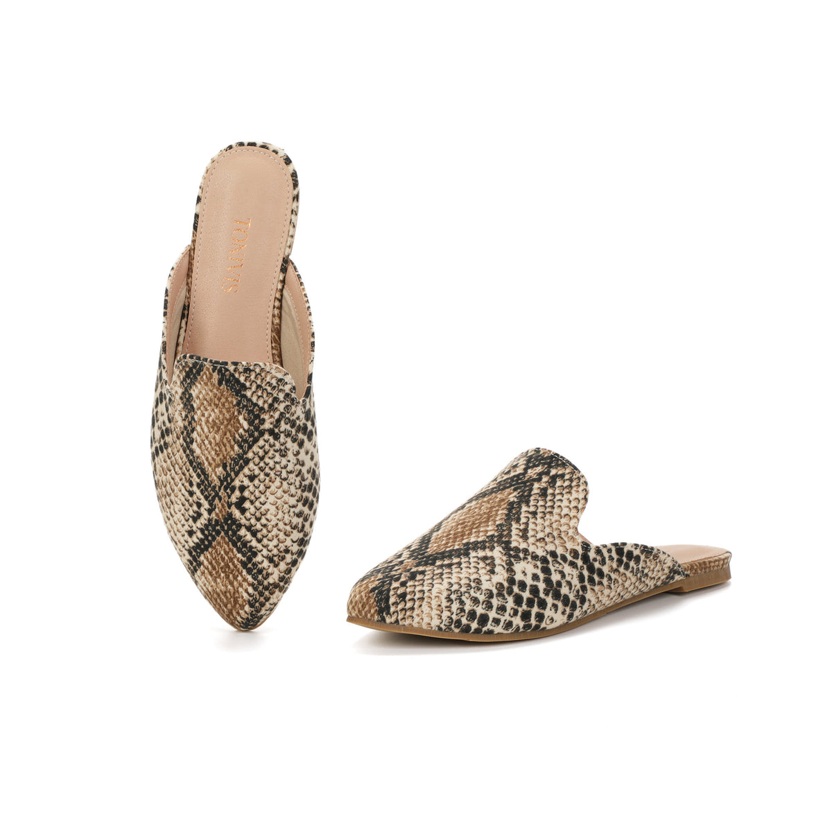 TONIVIS W-P20283 snake print pointed-toe mules - image 1