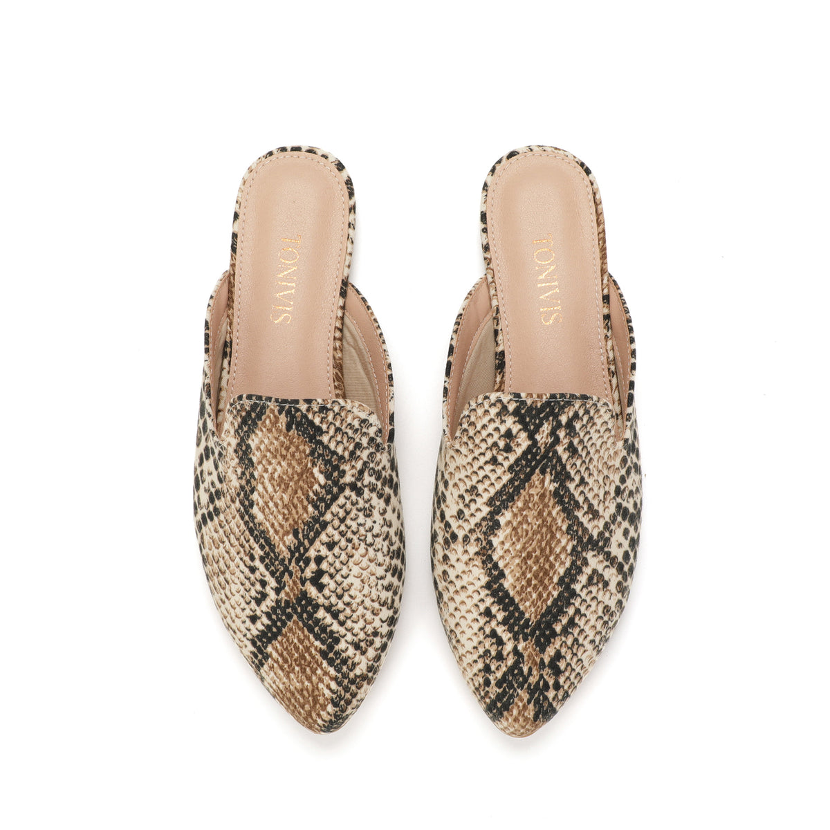 TONIVIS W-P20283 snake print pointed-toe mules - image 3