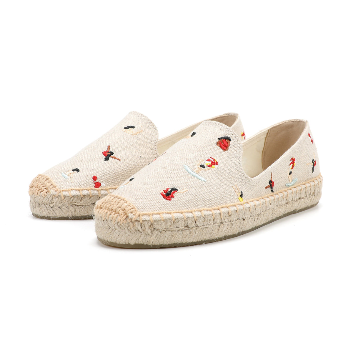 Beige Swimmer women's platform espadrilles, style W-P9865