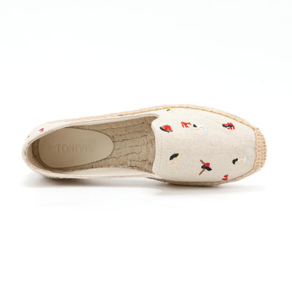 Beige Swimmer women's platform espadrilles, style W-P9865