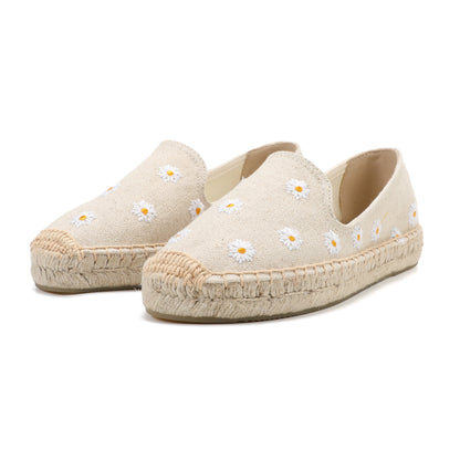 Beige Daisy women's platform espadrilles, style W-P9866