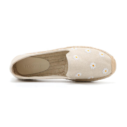Beige Daisy women's platform espadrilles, style W-P9866