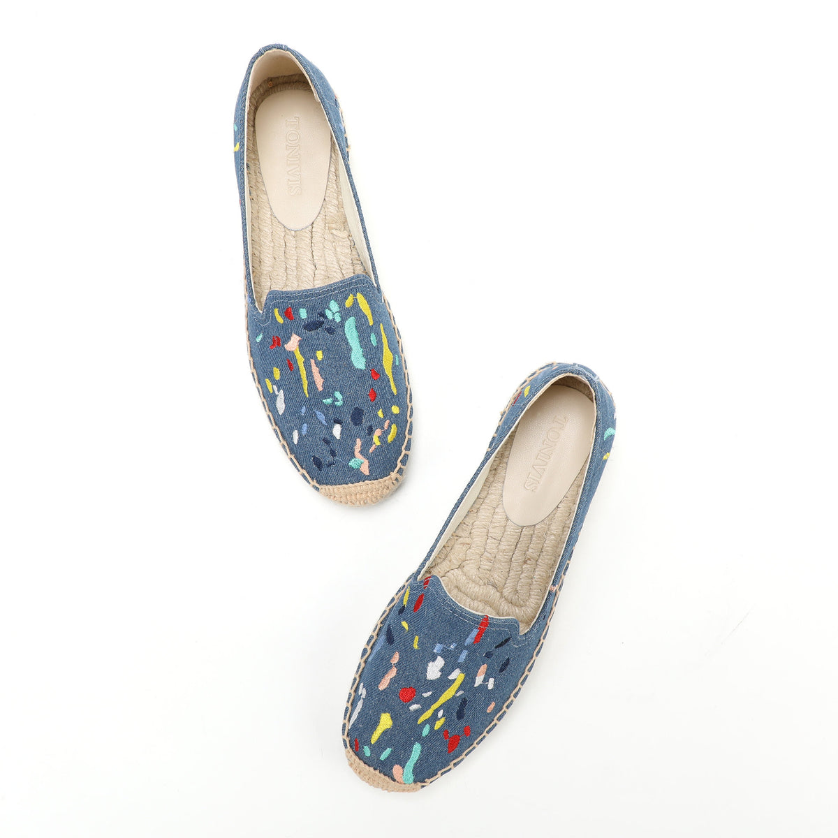 Blue Graffiti women's platform espadrilles, style W-P9868