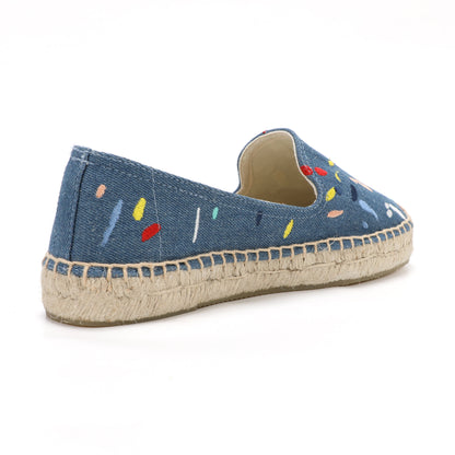 Blue Graffiti women's platform espadrilles, style W-P9868