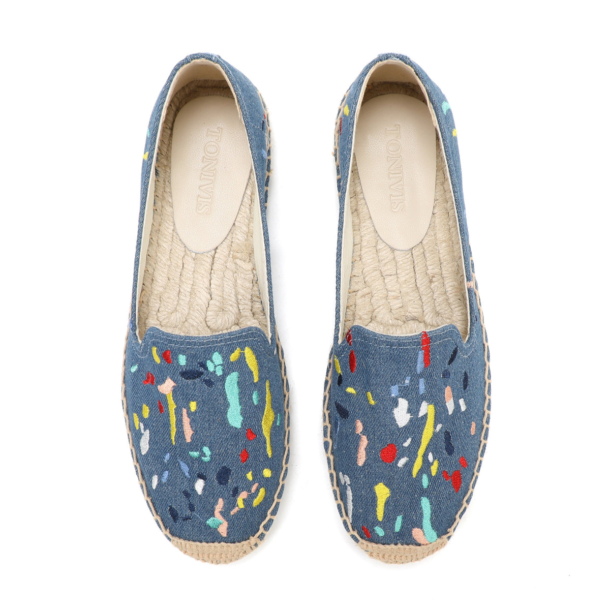 Blue Graffiti women's platform espadrilles, style W-P9868