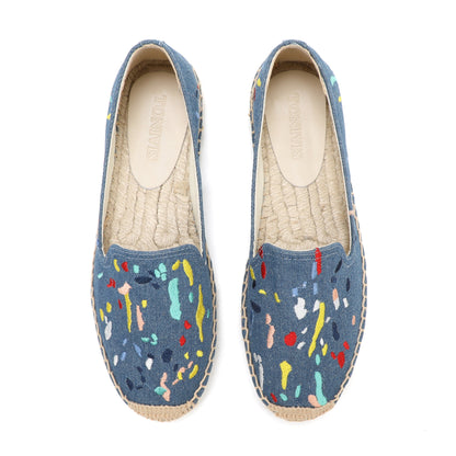 Blue Graffiti women's platform espadrilles, style W-P9868