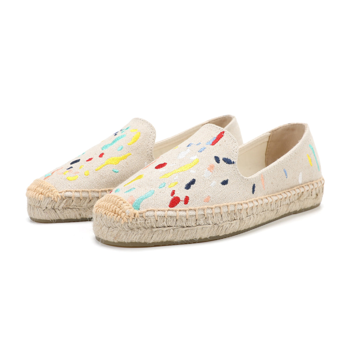 Beige Graffiti women's platform espadrilles, style W-P9869