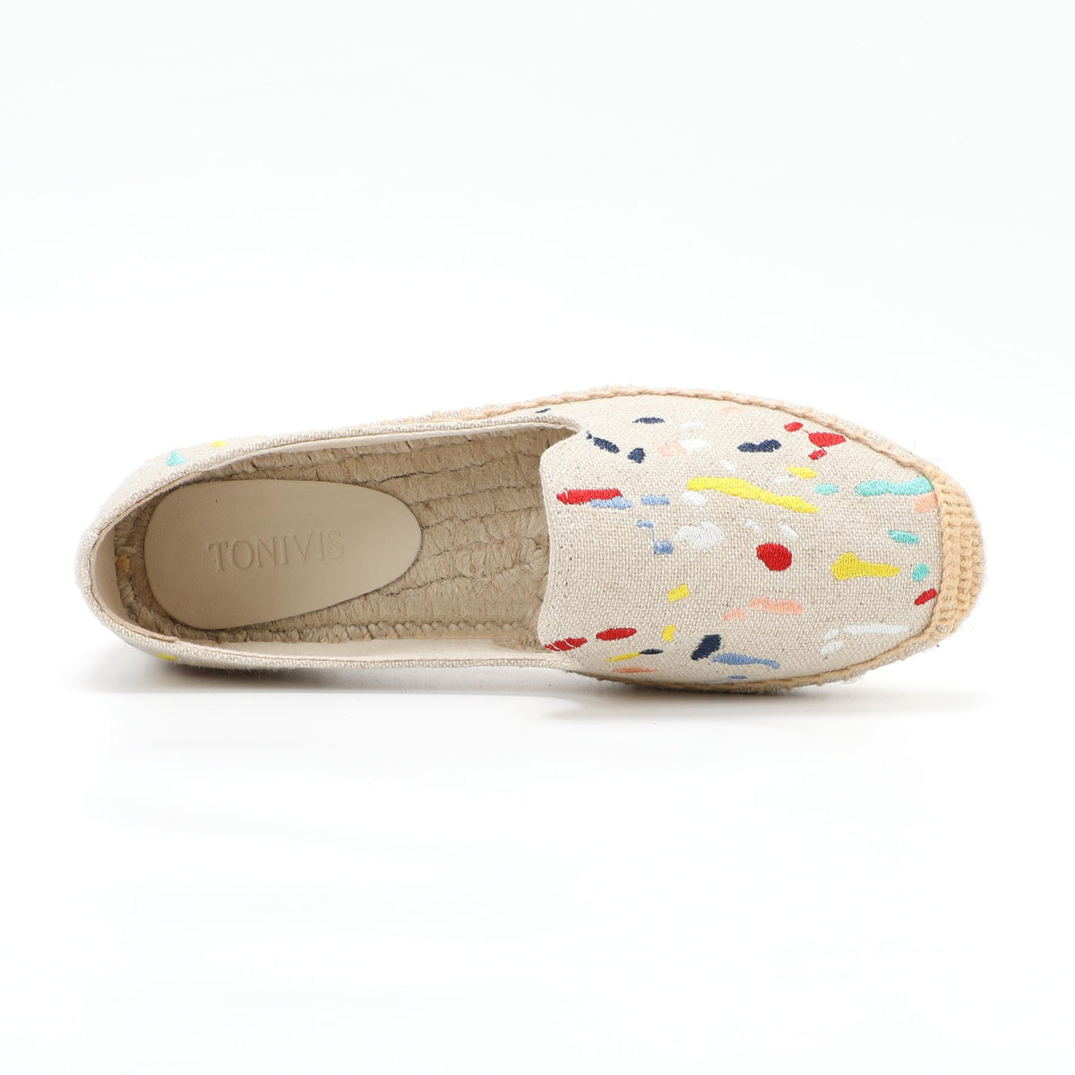 Beige Graffiti women's platform espadrilles, style W-P9869