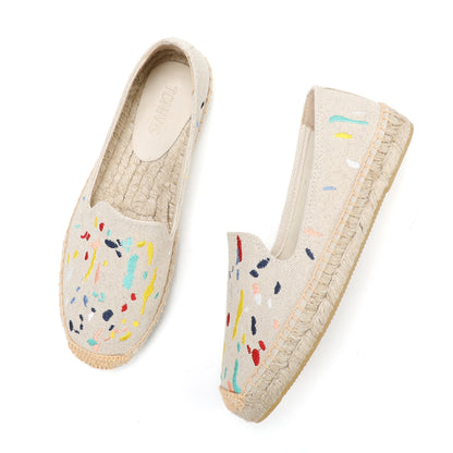 Beige Graffiti women's platform espadrilles, style W-P9869
