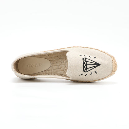 Beige Diamond women's platform espadrilles, style W-P9874