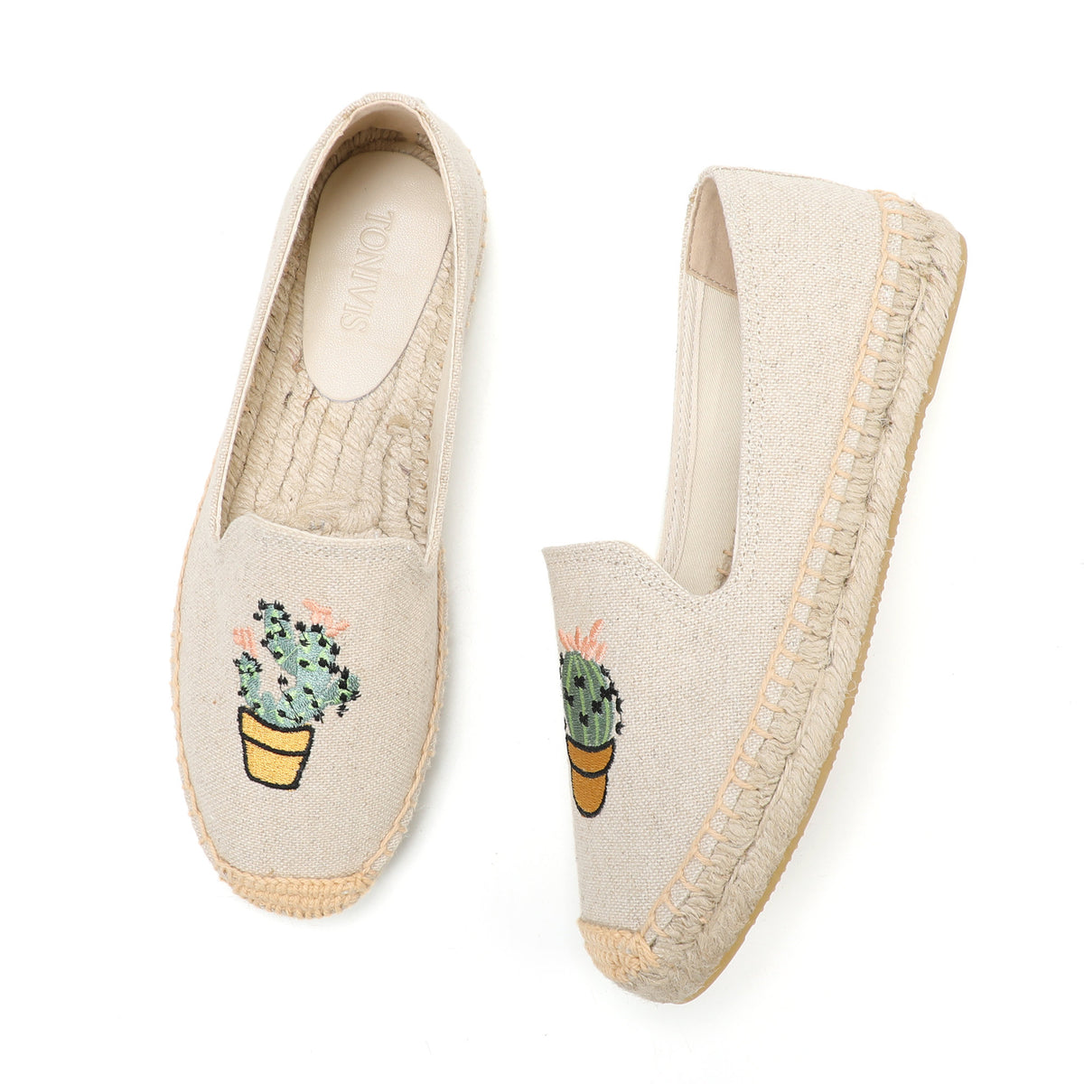 Beige Potted Cactus women's platform espadrilles, style W-P9875
