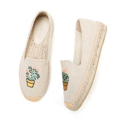 Beige Potted Cactus women's platform espadrilles, style W-P9875
