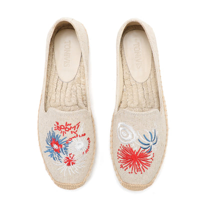 Beige Fireworks women's platform espadrilles, style W-P9889