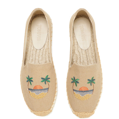 Tan Beach women's platform espadrilles, style W-P9895