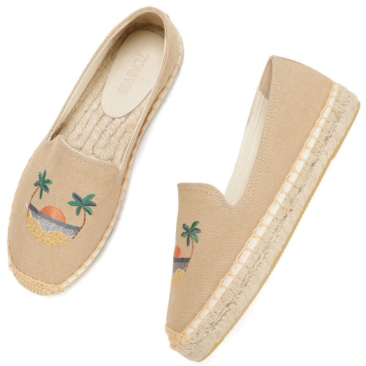 Tan Beach women's platform espadrilles, style W-P9895