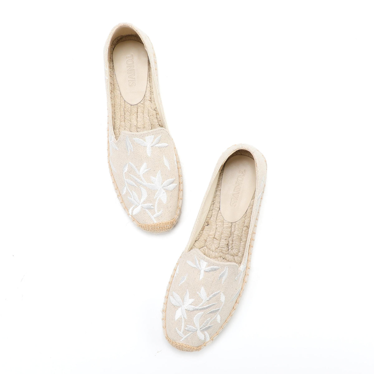 Beige White Floral women's platform espadrilles, style W-P9906