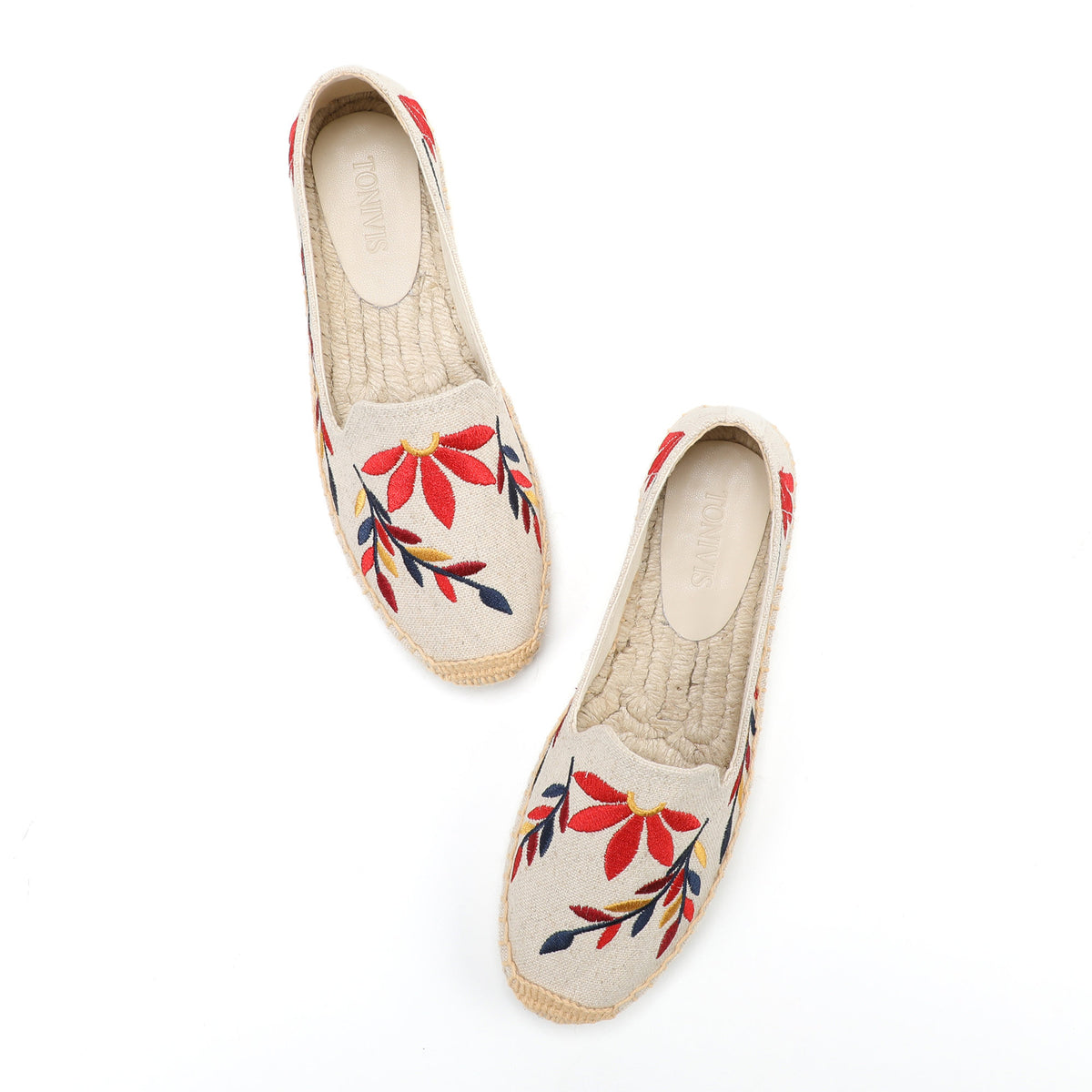 Beige Colorful Leaves women's platform espadrilles, style W-P9908