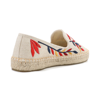 Beige Colorful Leaves women's platform espadrilles, style W-P9908