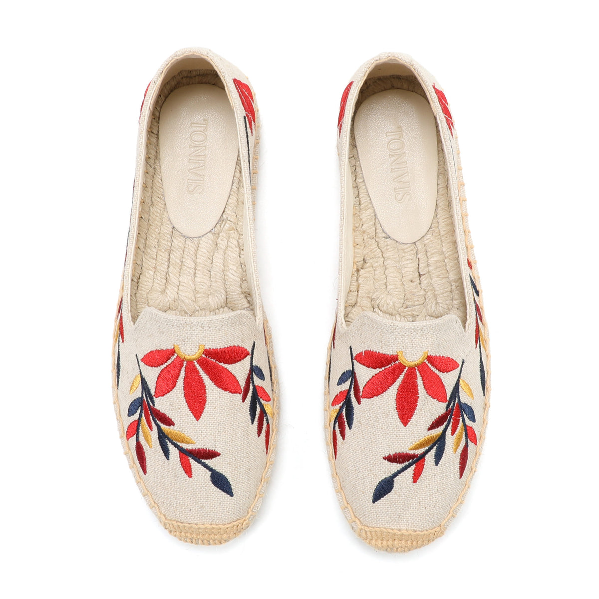 Beige Colorful Leaves women's platform espadrilles, style W-P9908