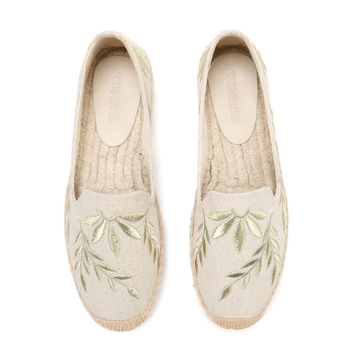 Beige Gold Leaves women's platform espadrilles, style W-P9910
