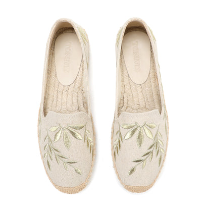 Beige Gold Leaves women's platform espadrilles, style W-P9910