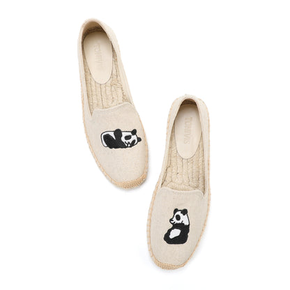 Beige Panda women's platform espadrilles, style W-P9929