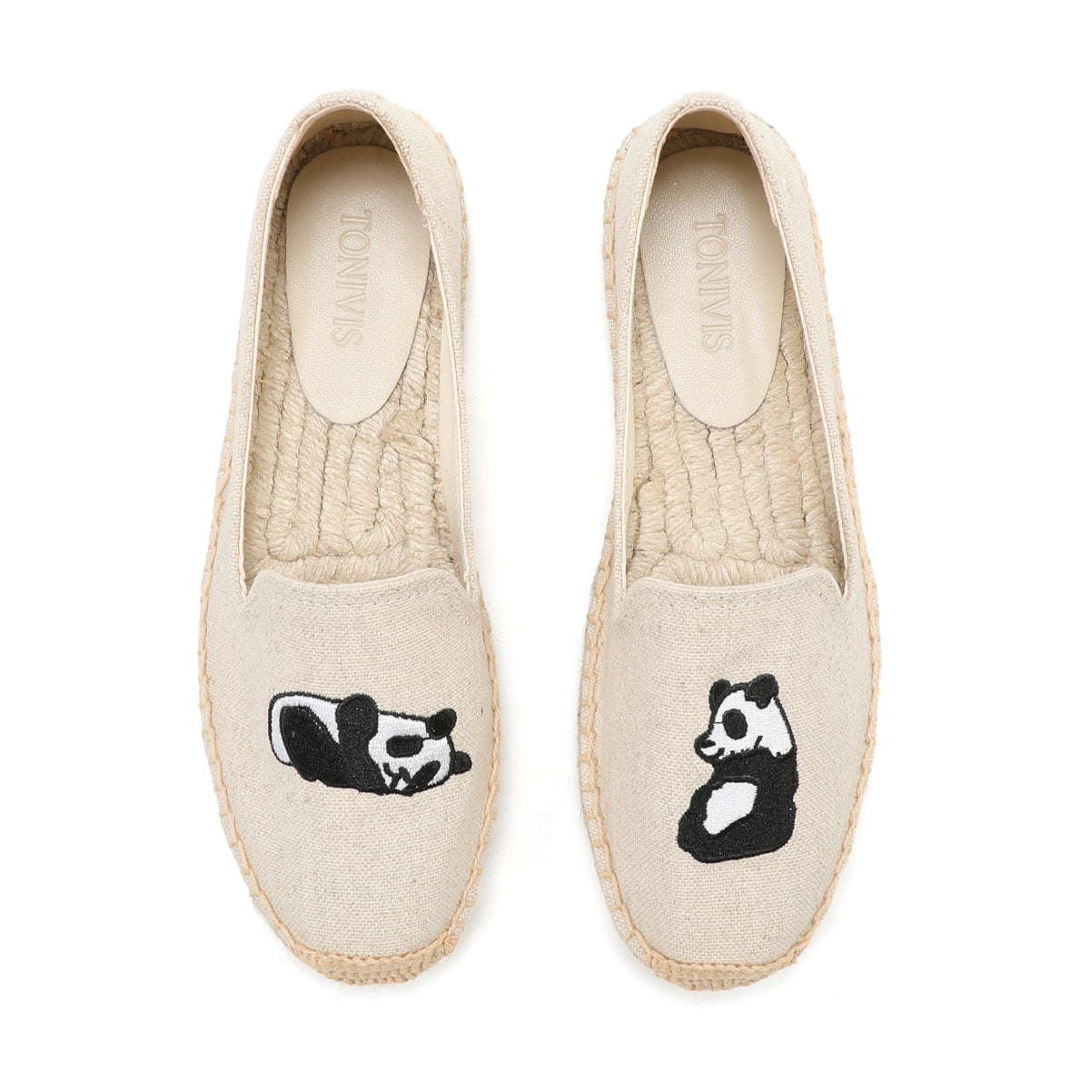 Beige Panda women's platform espadrilles, style W-P9929