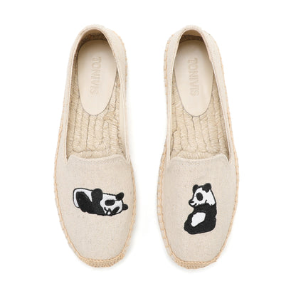 Beige Panda women's platform espadrilles, style W-P9929