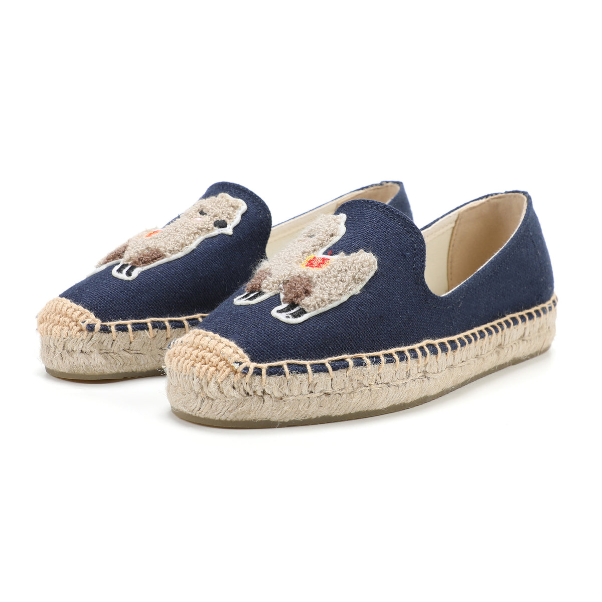 Navy Alpaca women's platform espadrilles, style W-P9931