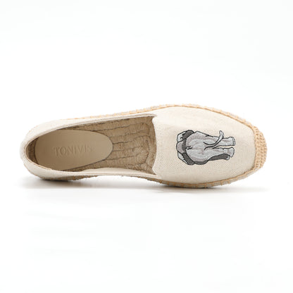 Beige Elephant women's platform espadrilles, style W-P9935