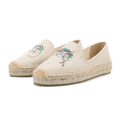 Beige Totoro women's platform espadrilles, style W-P9936