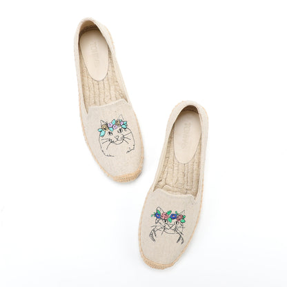 Beige Totoro women's platform espadrilles, style W-P9936